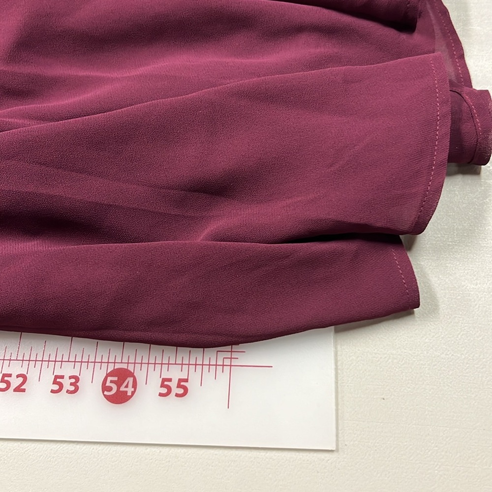 LULUS NWT Heavenly Hues Burgundy Evening/Bridesmaid V-Neck Goddess Maxi Dress M - Picture 16 of 16